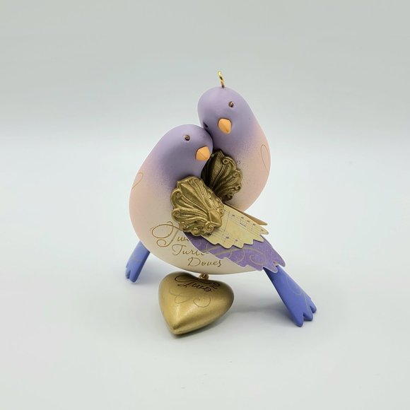 Hallmark 2012 Two Turtle Doves" & 2013 "Three French Hens" collectible ornaments - Picture 3 of 11